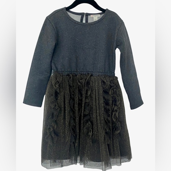 CREWCUTS Girl’s Gray/Gold Mixed Media Sparkly Tulle Skirt Dress Size: 6 - Picture 1 of 7